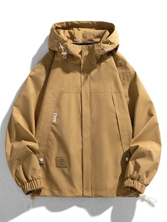 Men's Full Size Casual Zip Up Hooded Windproof Jacket Plus Size