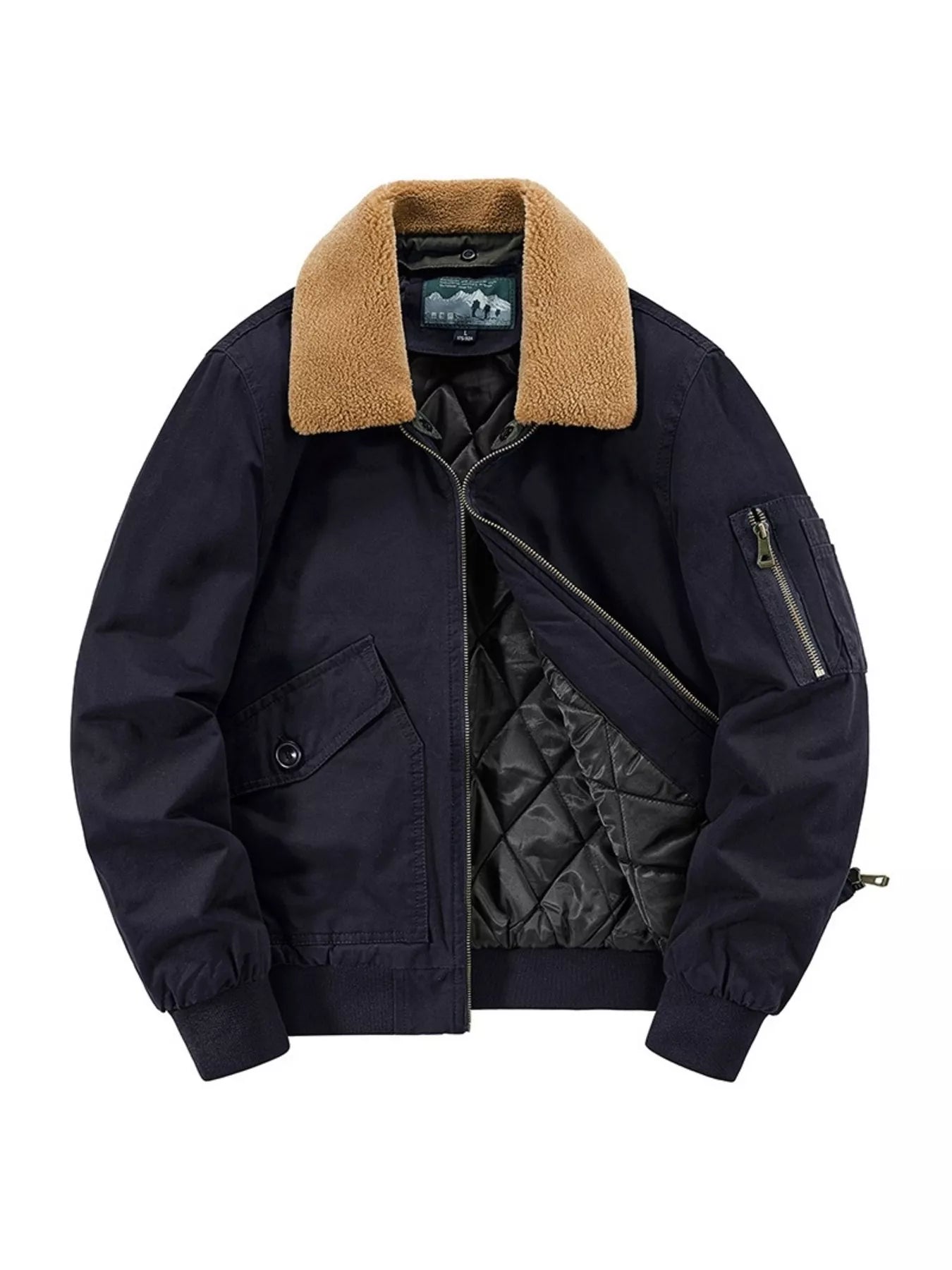 Men's Plus Size Vintage Fur Collar Bomber Jacket