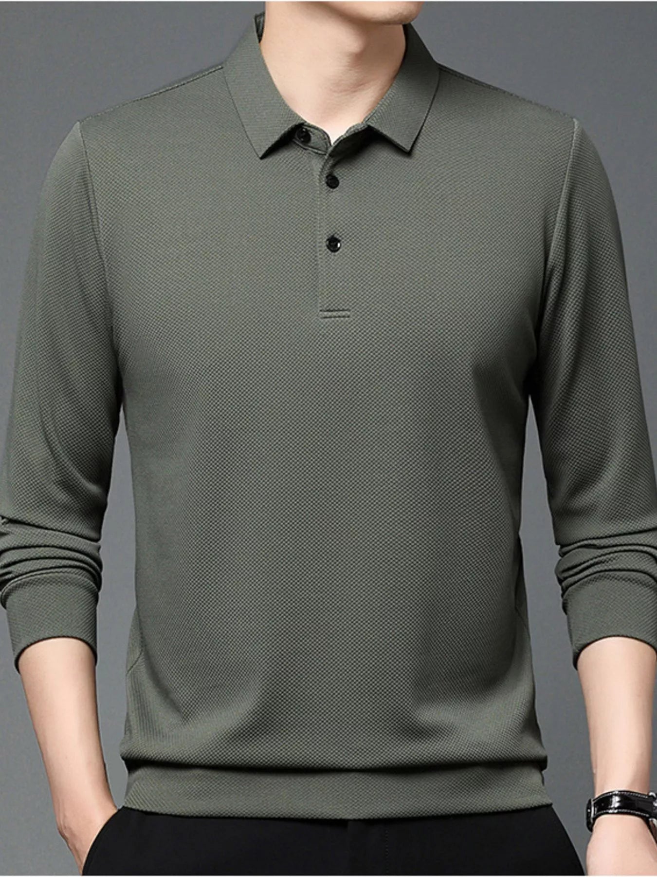 Men's Plus Size Classic Fit Long Sleeve Polo