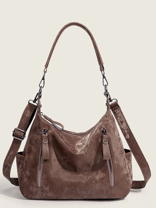 Vintage Style Zipper Front Crossbody Bag