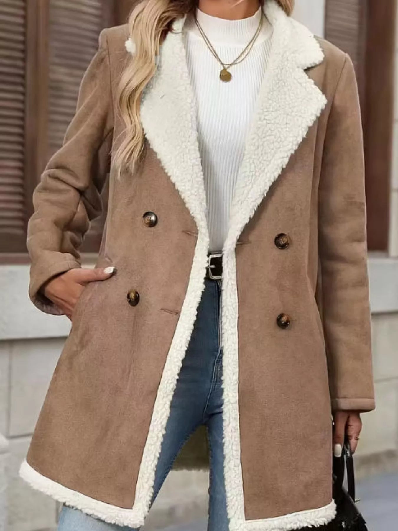 Sherpa Lined Button Up Coat