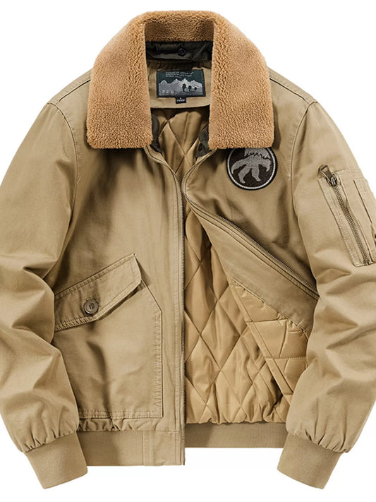 Men's Plus Size Sherpa Collar Bomber Jacket