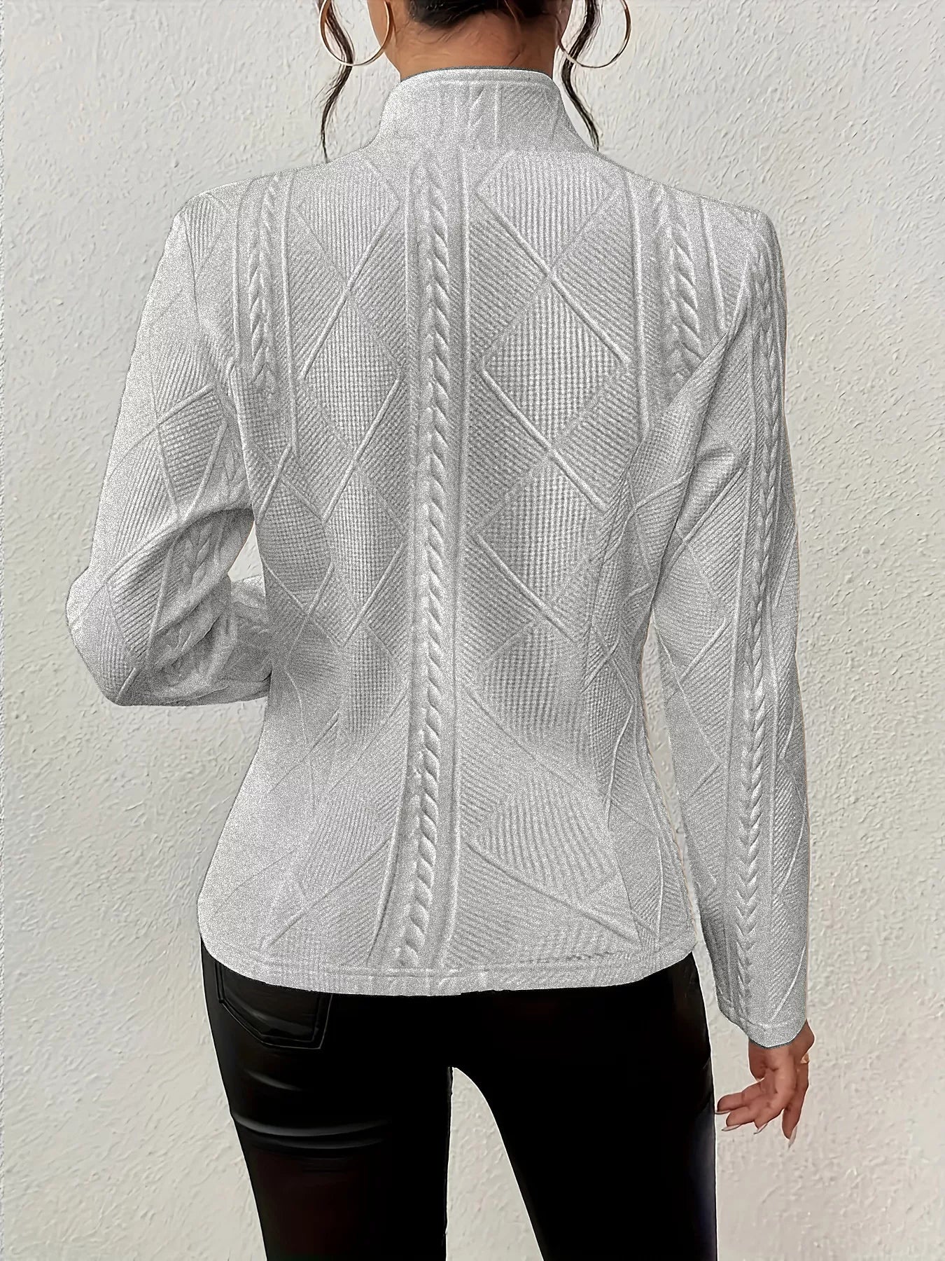 Textured Knit Button-Front Blazer