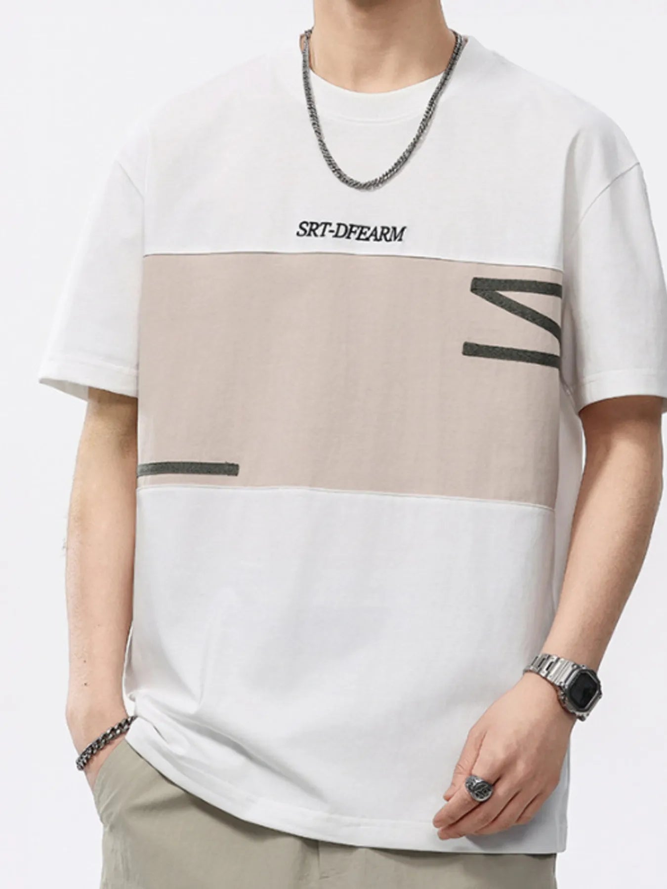 Men's Plus Size Color Block Casual T-Shirt