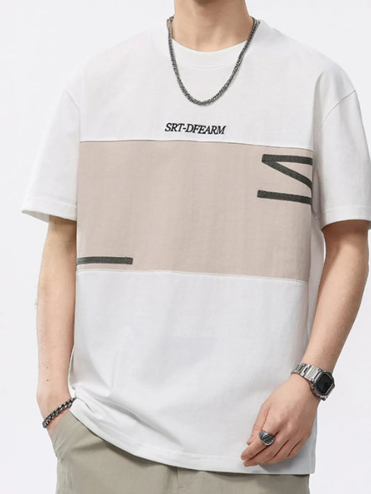 Men's Plus Size Color Block Casual T-Shirt