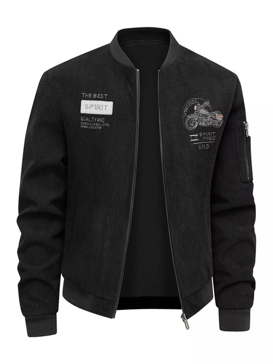Men's Plus Size Zip Up Corduroy Bomber Jacket