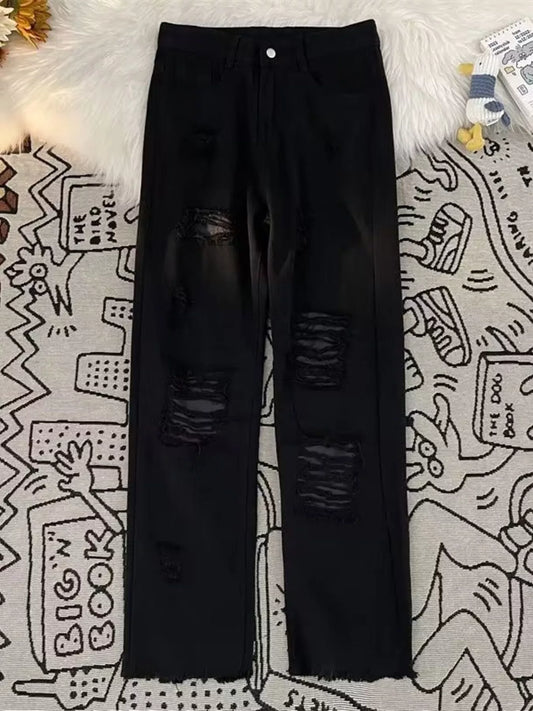 Men's Full Size Vintage Distressed Wide Leg Jeans Plus Size