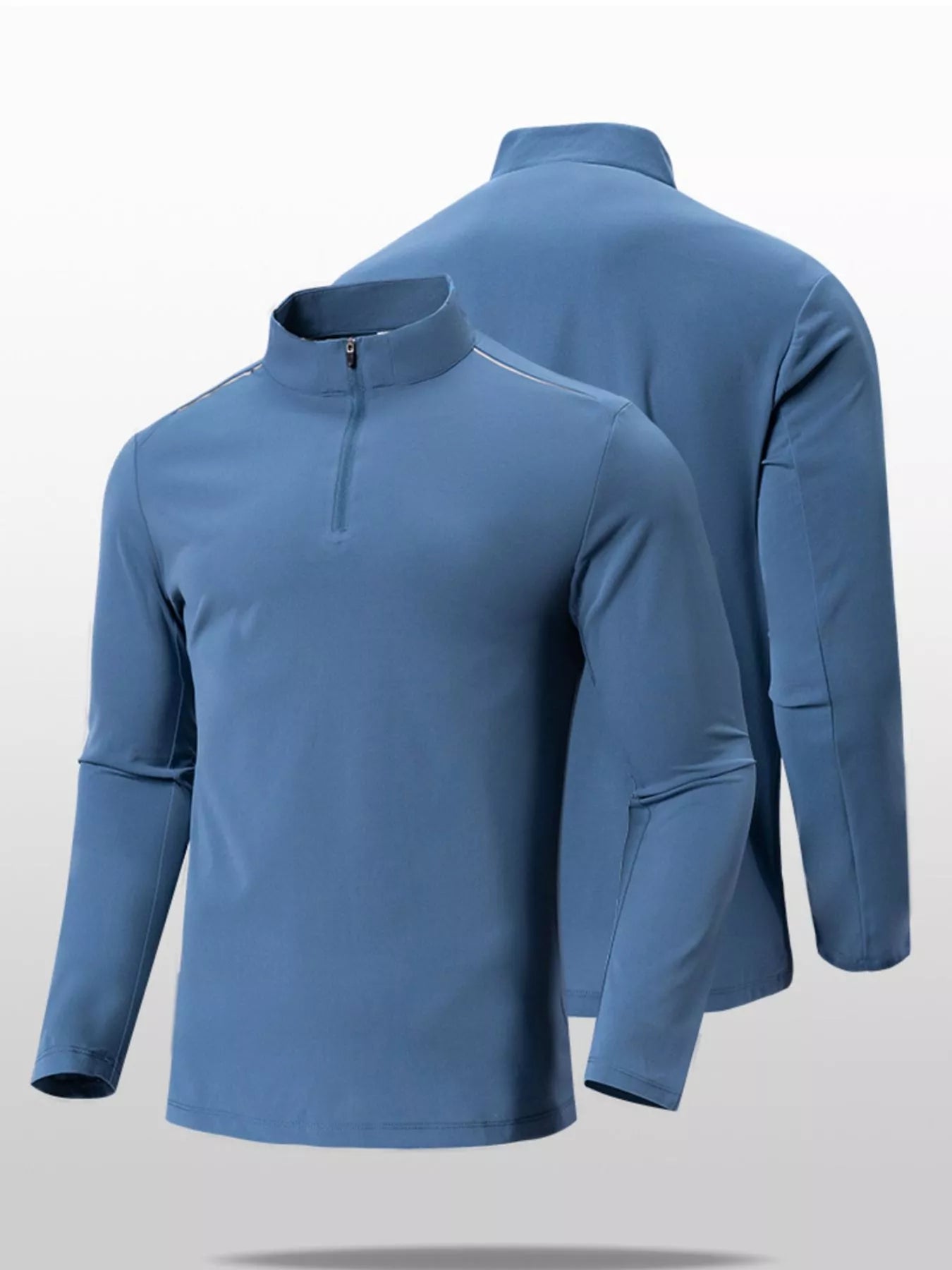 Men's Plus Size Long Sleeve Quarter Zip T-Shirt