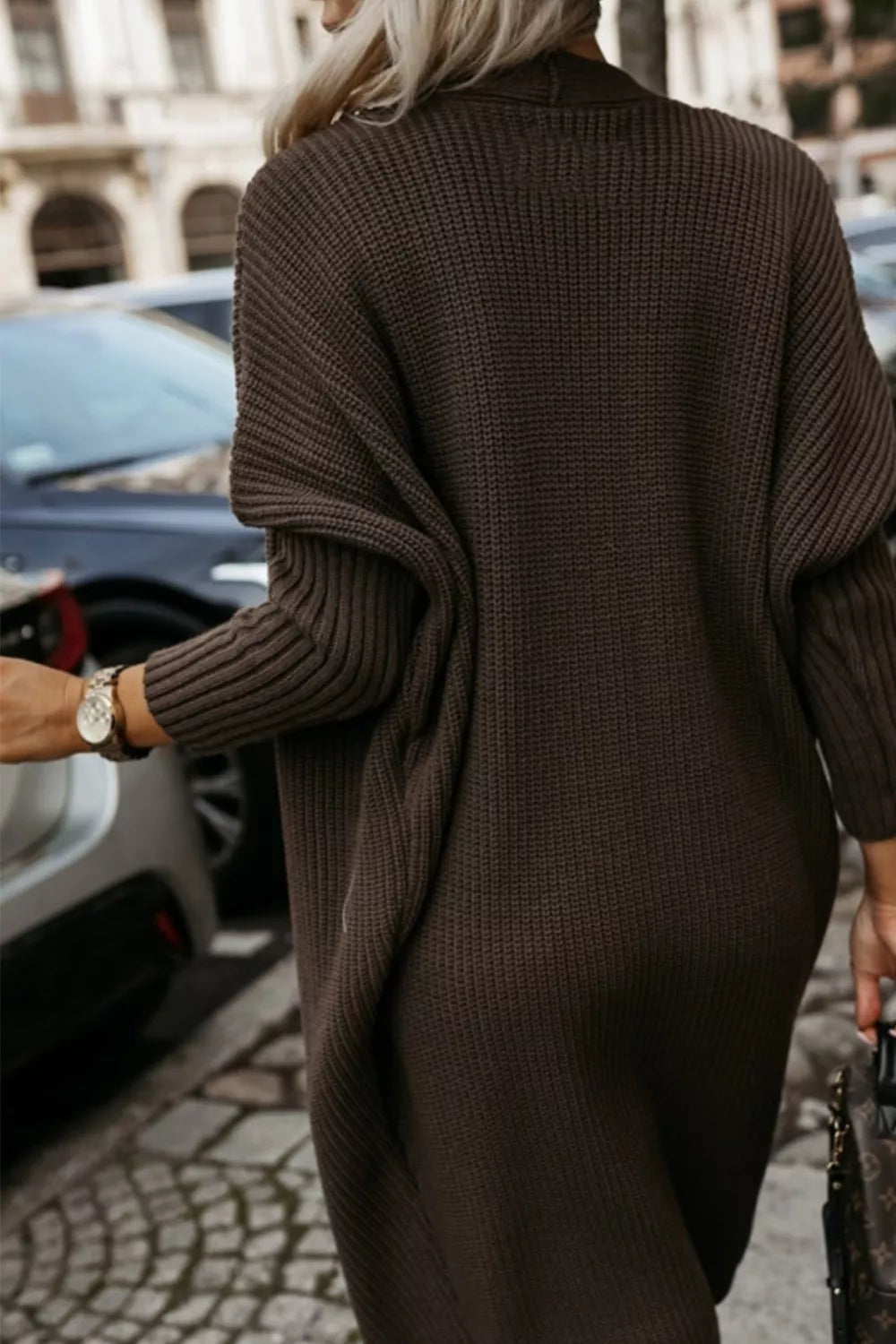 Waffle Knit Open Front Cardigan