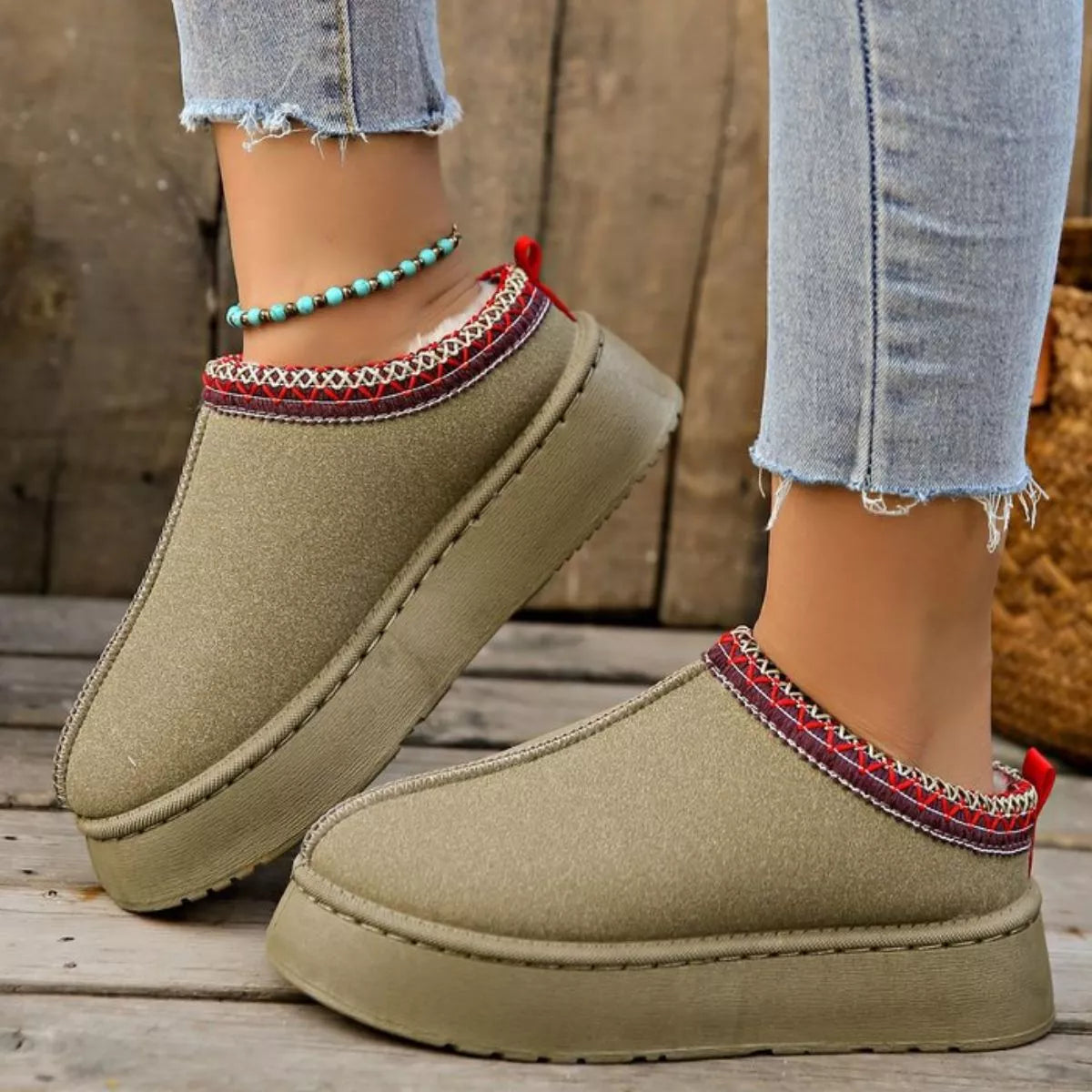 Plush Lined Platform Ankle Boots