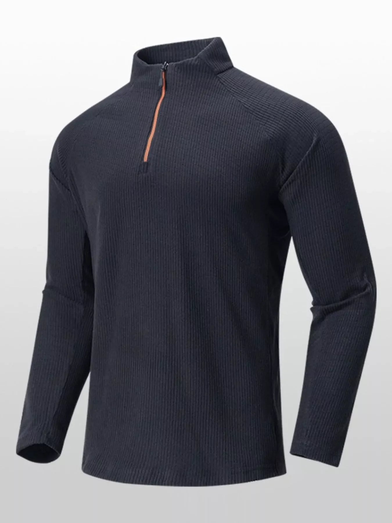 Men's Plus Size Textured Quarter-Zip Long Sleeve Top