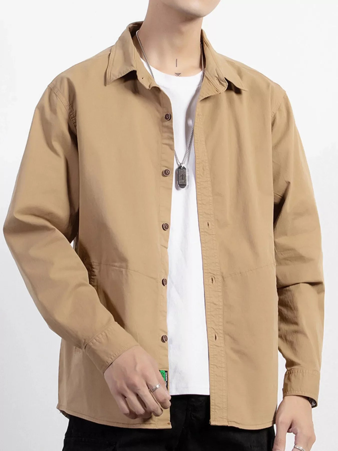 Men's Plus Size Button Up Long Sleeve Shirt