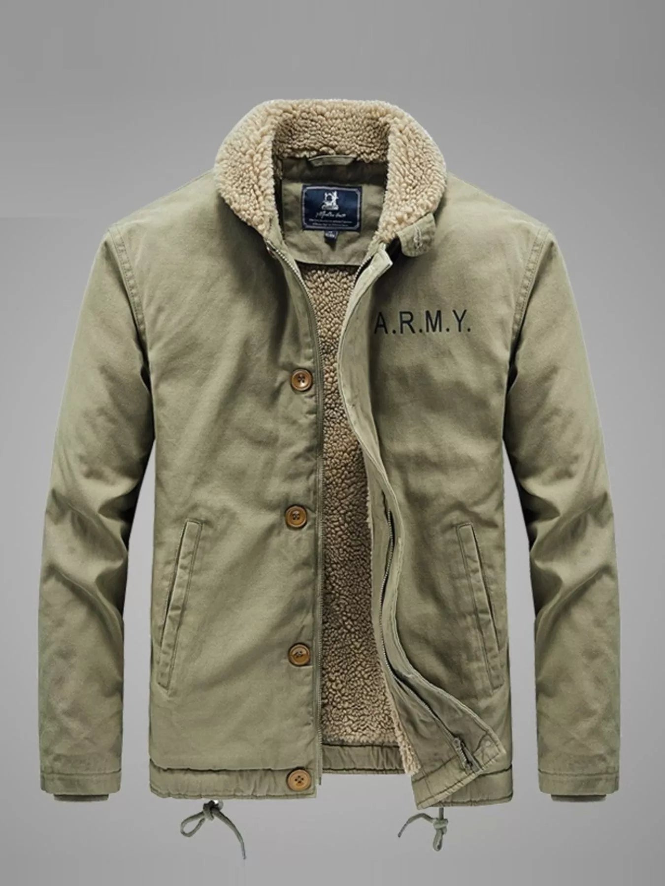 Men's Plus Size Sherpa Collar Button Up Jacket