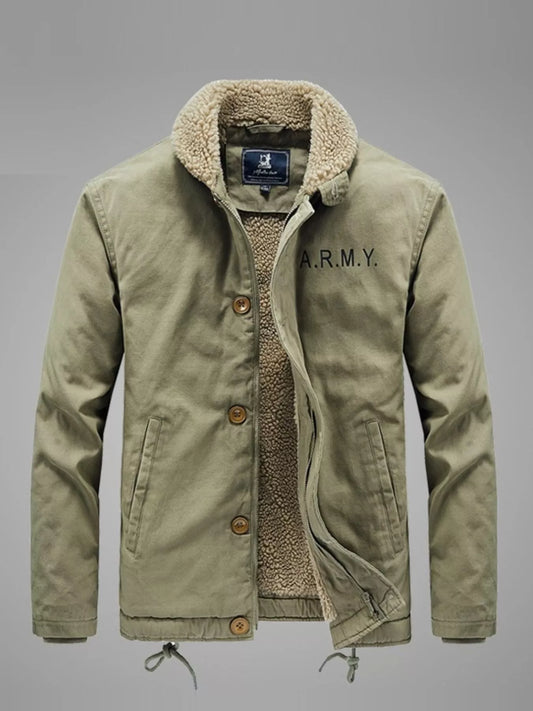 Men's Plus Size Sherpa Collar Button Up Jacket