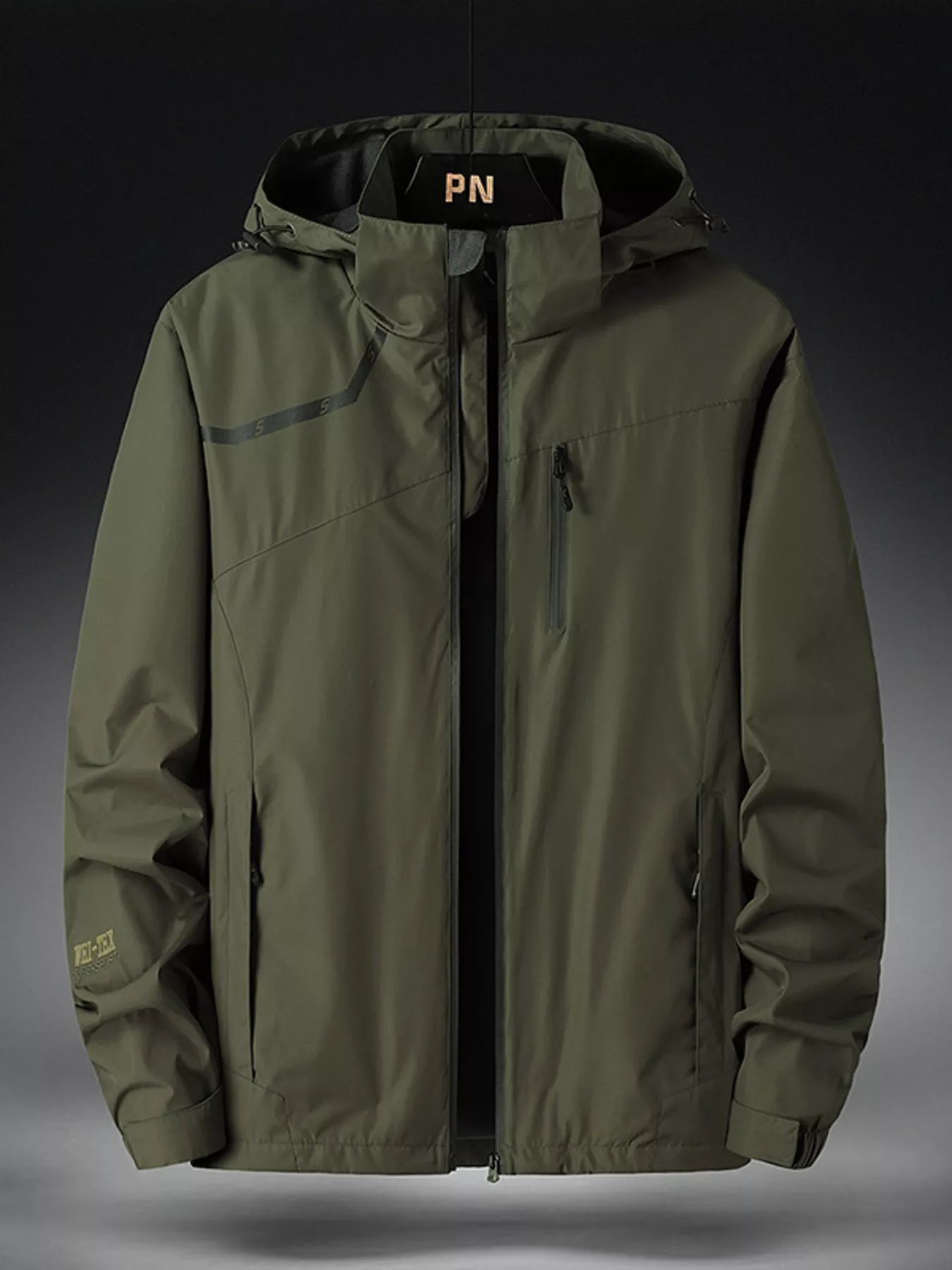 Men's Plus Size Hooded Windproof Zip Up Outdoor Jacket