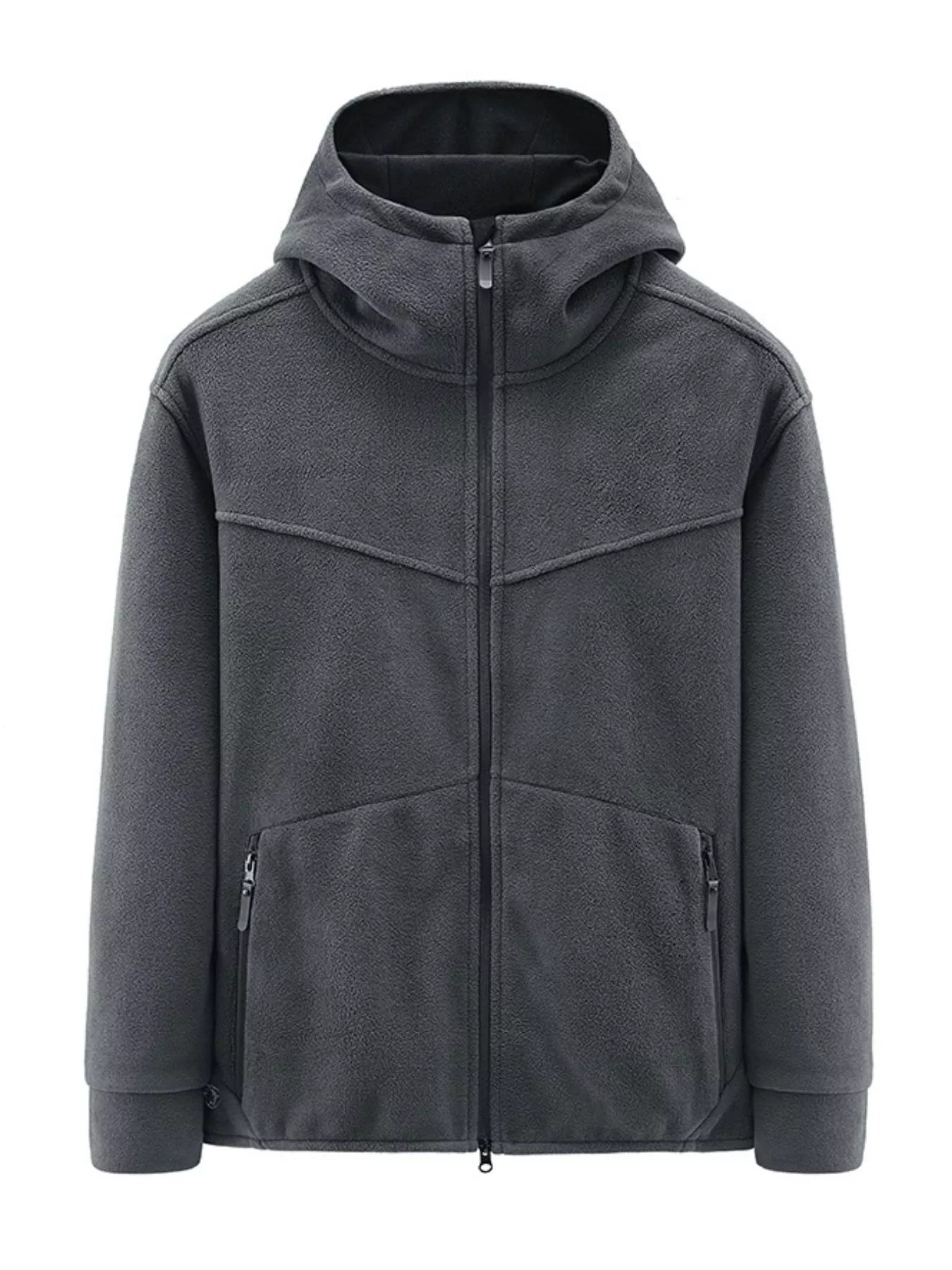 Men's Plus Size Casual Fleece Full-Zip Hooded Jacket