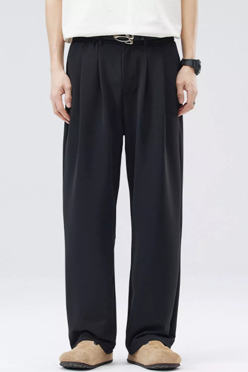 Men's Full Size Loose Fit Casual Pleated Pants Plus Size
