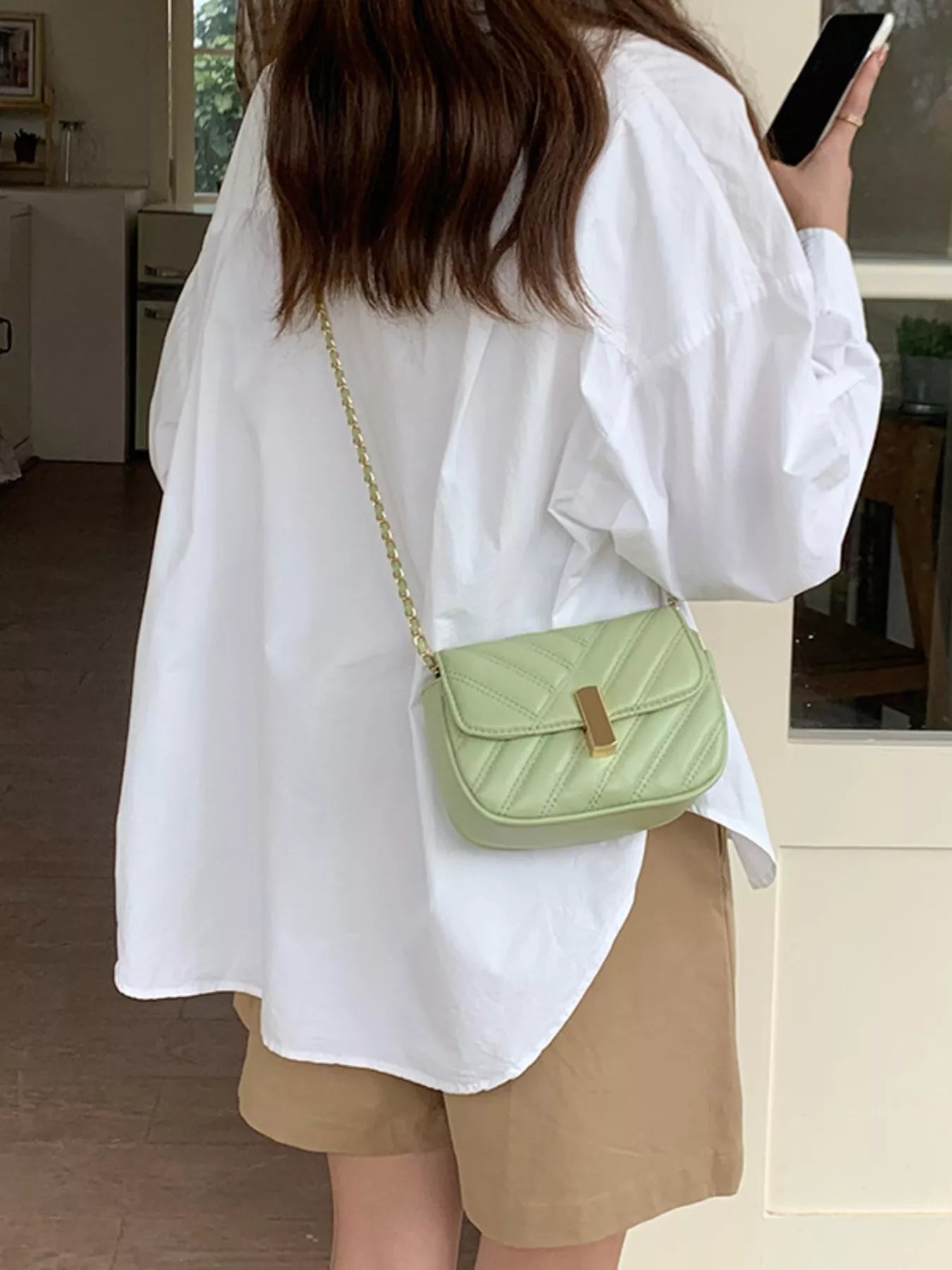 Quilted Flap Chain Crossbody Bag