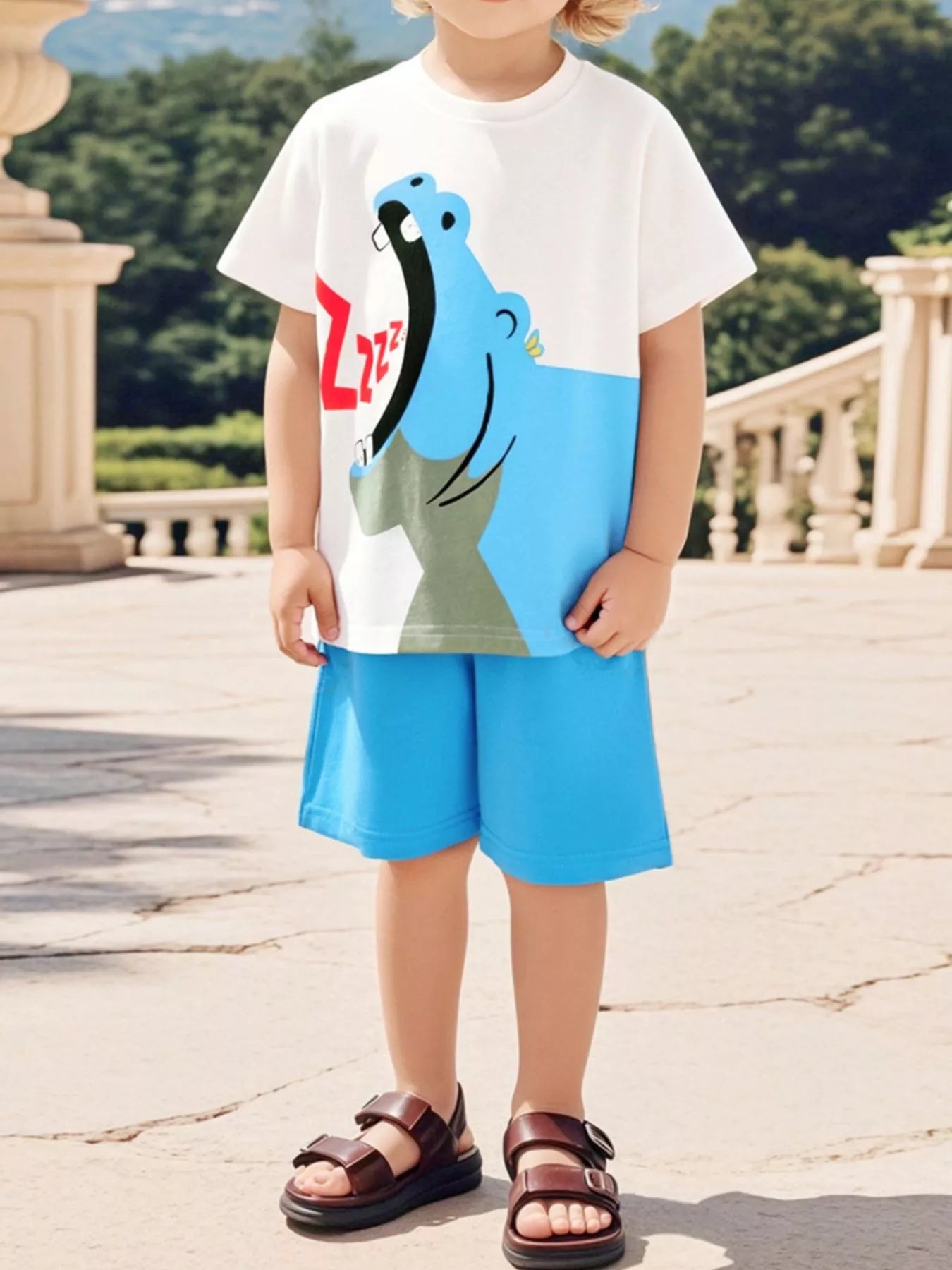 Children's Hippo Short Sleeve Top and Shorts Set
