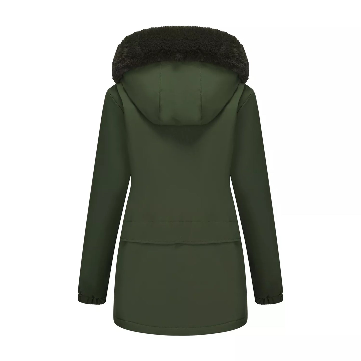 Full Size Fur Hooded Warm Winter Parka Outerwear Plus Size