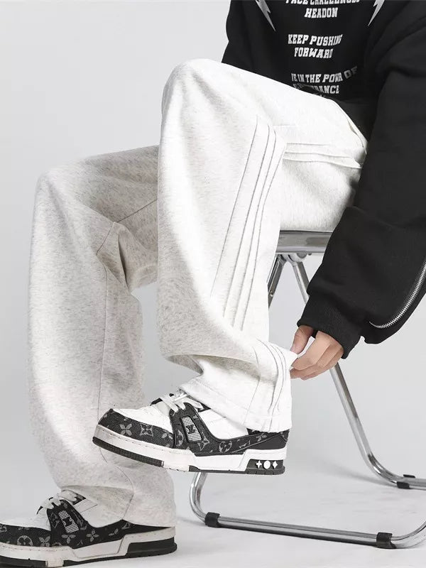 Men's Full Size Casual Loose-Fit Sweatpants with Side Stripes Plus Size