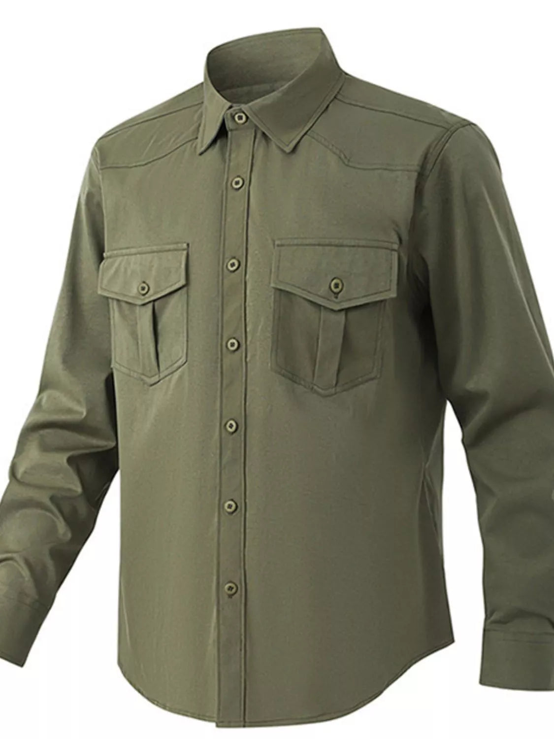 Men's Solid Color Long Sleeve Button-Up Shirt
