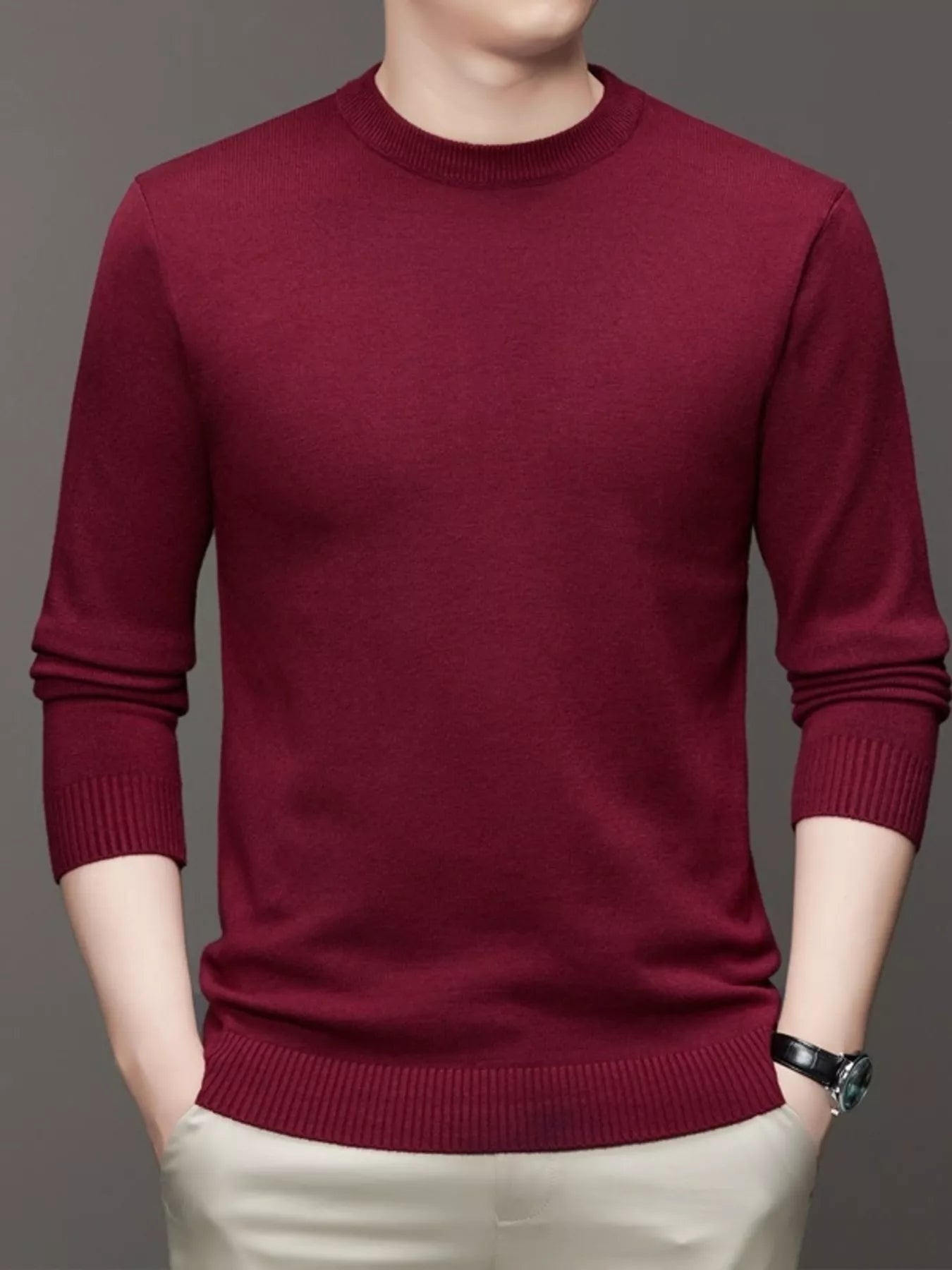 Men's Plus Size Lightweight Mock Neck Knit Top
