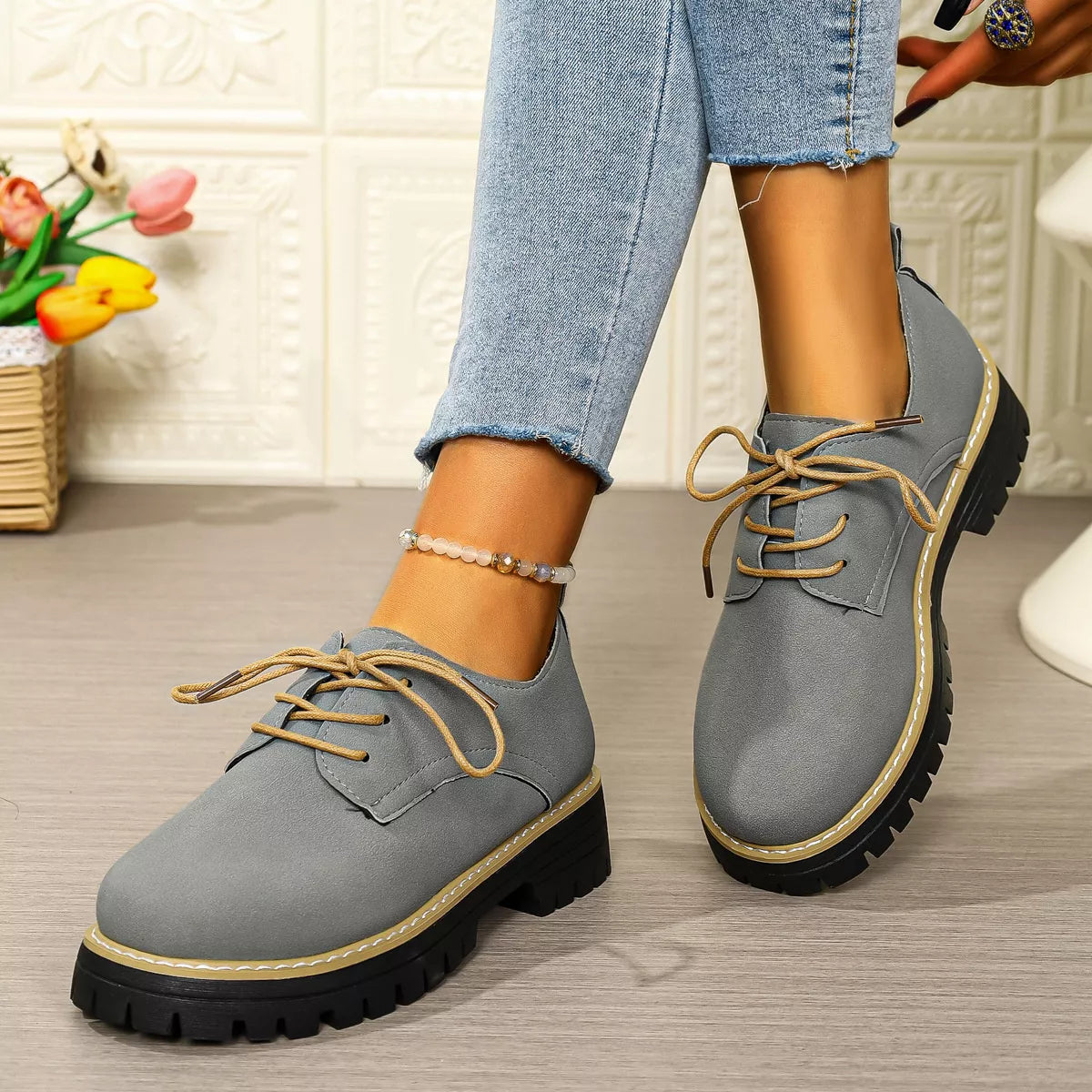 Lace-Up Platform Loafers