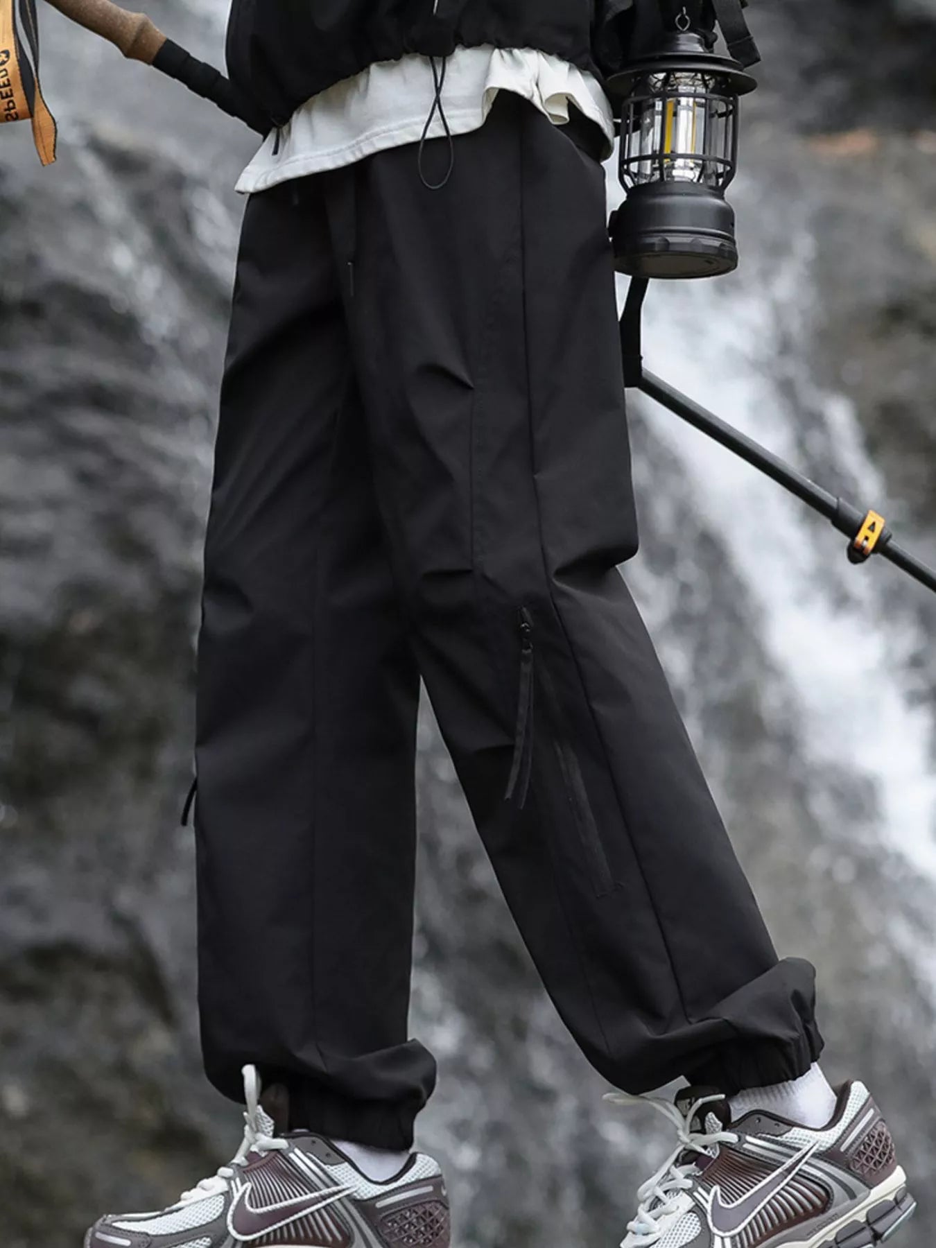 Men's Plus Size Cargo Pants with Zipper Pockets