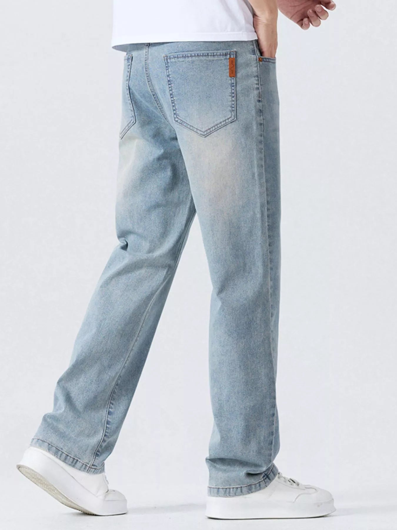 Men's Casual Straight-Leg Wash Jeans