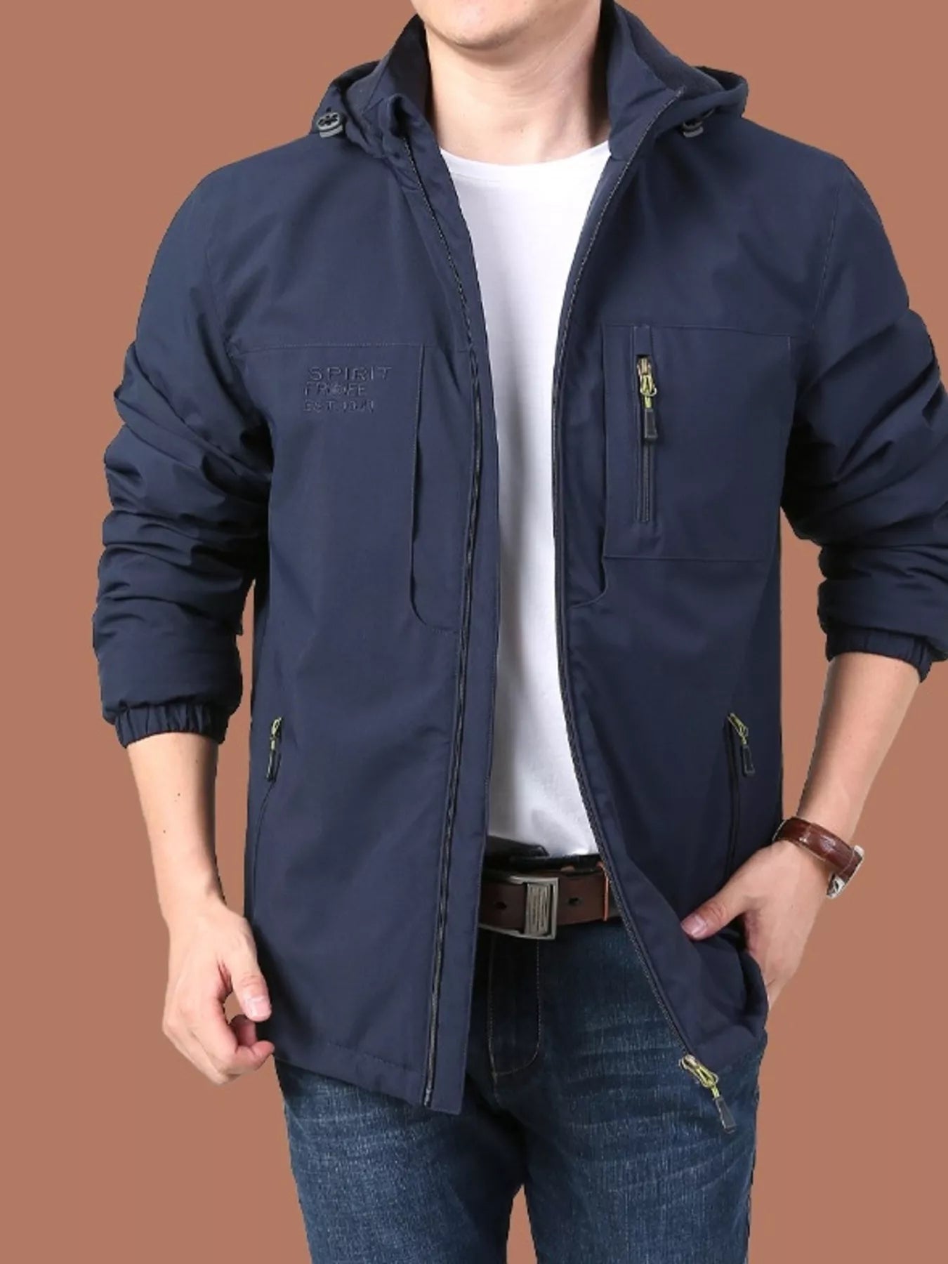 Men's Plus Size Lightweight Hooded Windproof Outdoor Jacket
