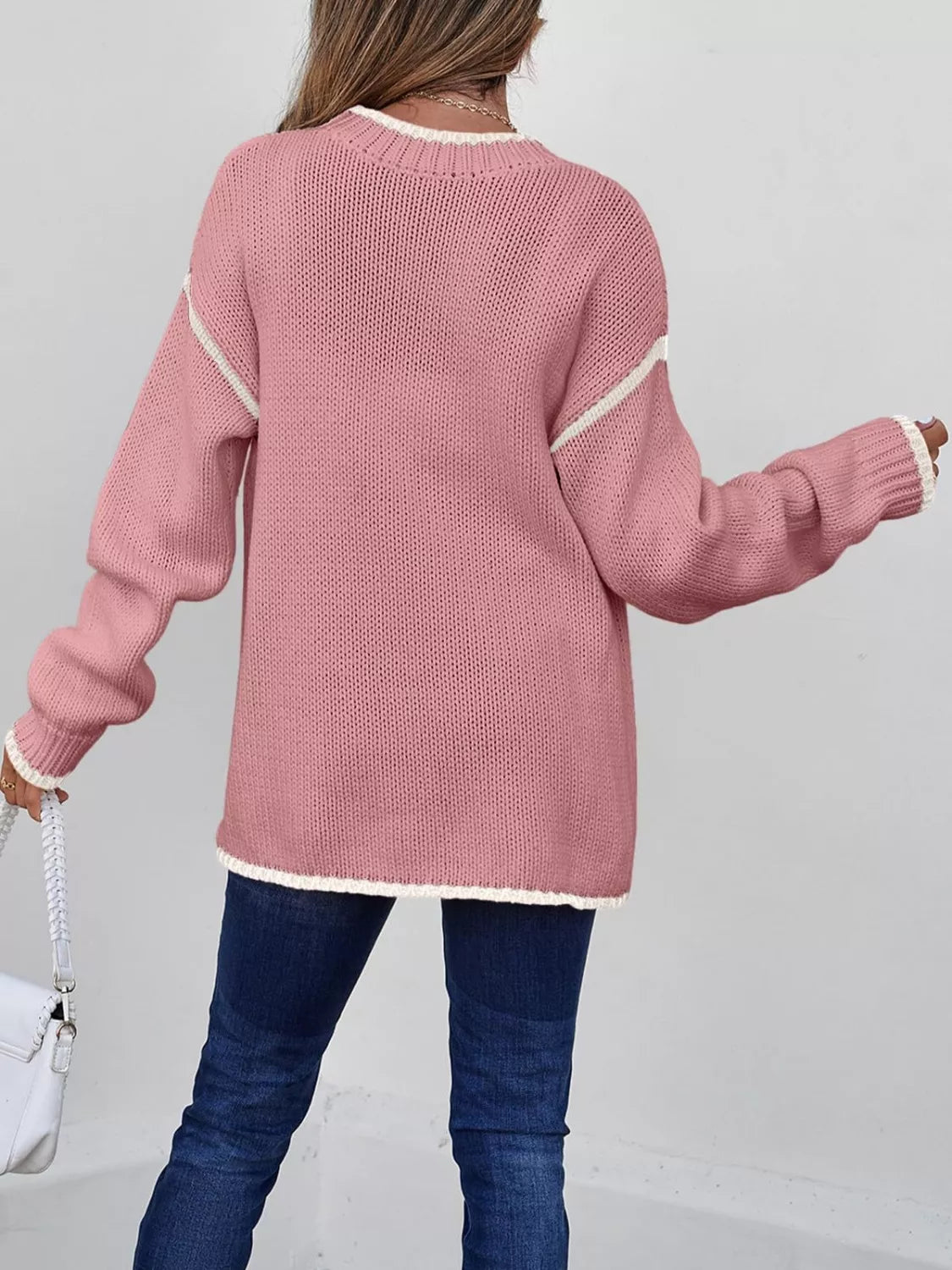 Contrast Trim Round Neck Sweater