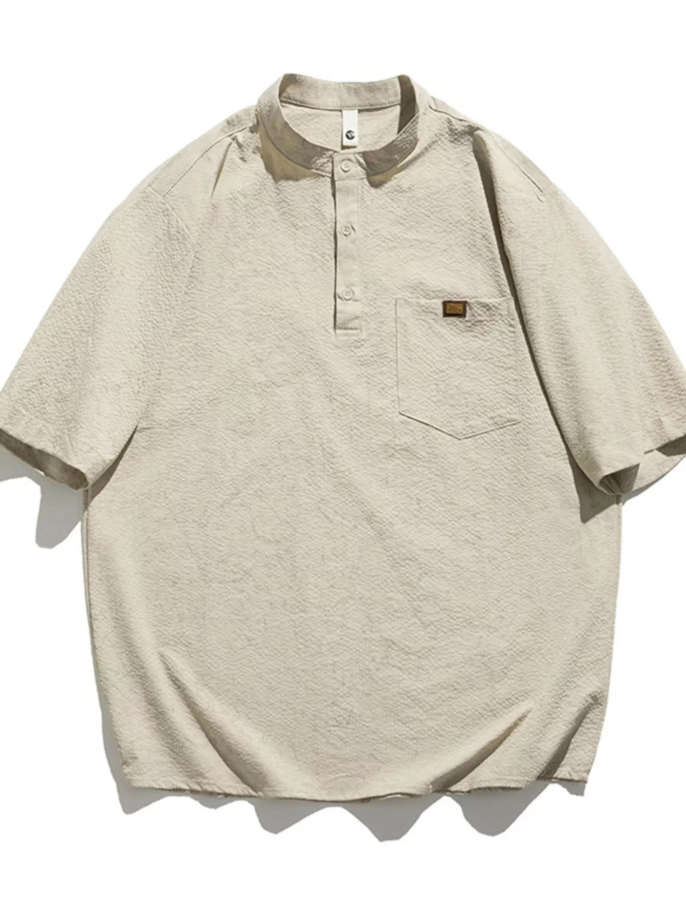 Men's Plus Size Button Detail Short Sleeve Top