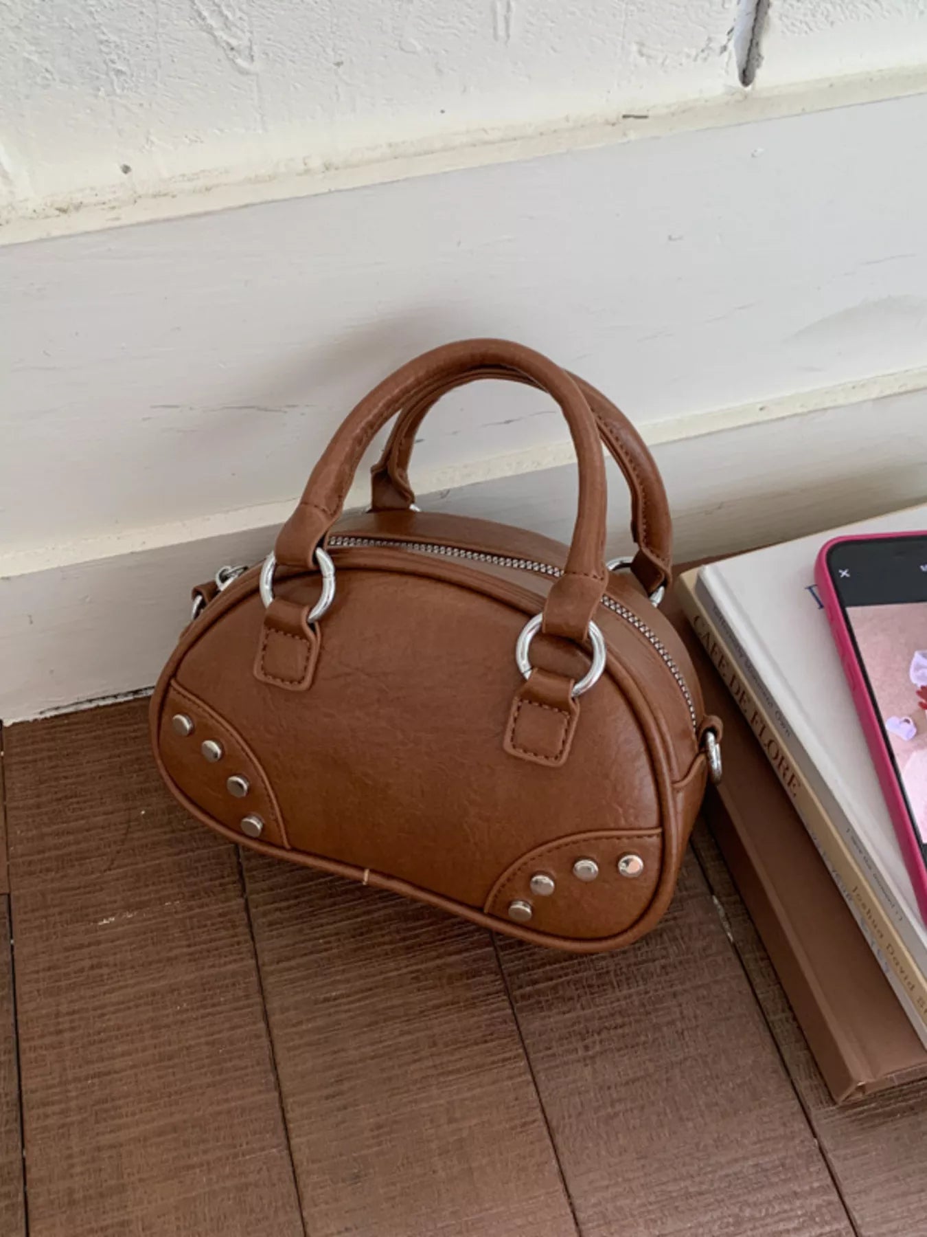 Retro Rivet Decor Crossbody Bag