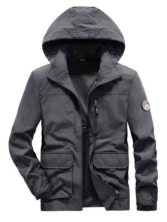 Men's Plus Size Lightweight Hooded Windproof Outdoor Jacket