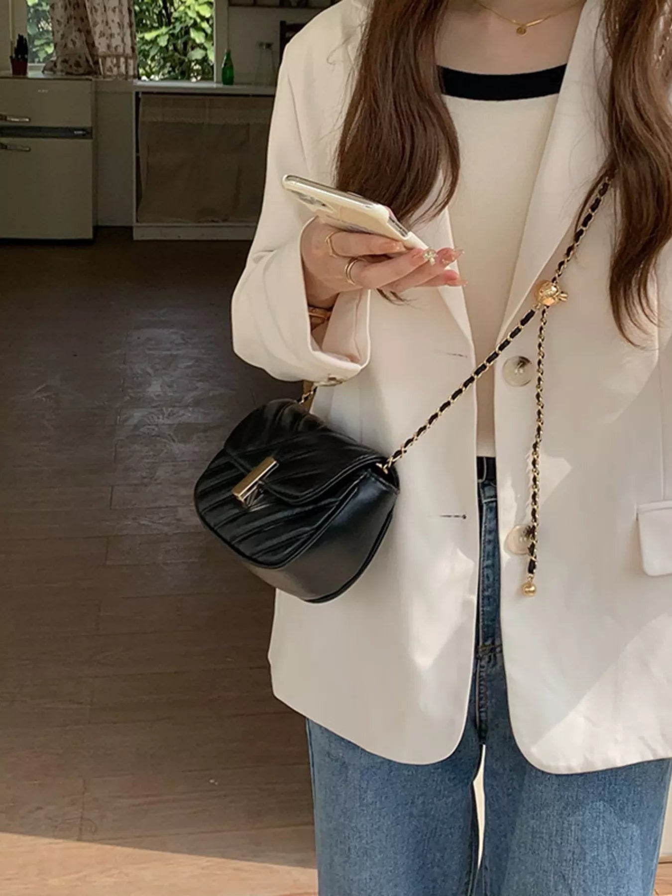 Quilted Flap Chain Crossbody Bag