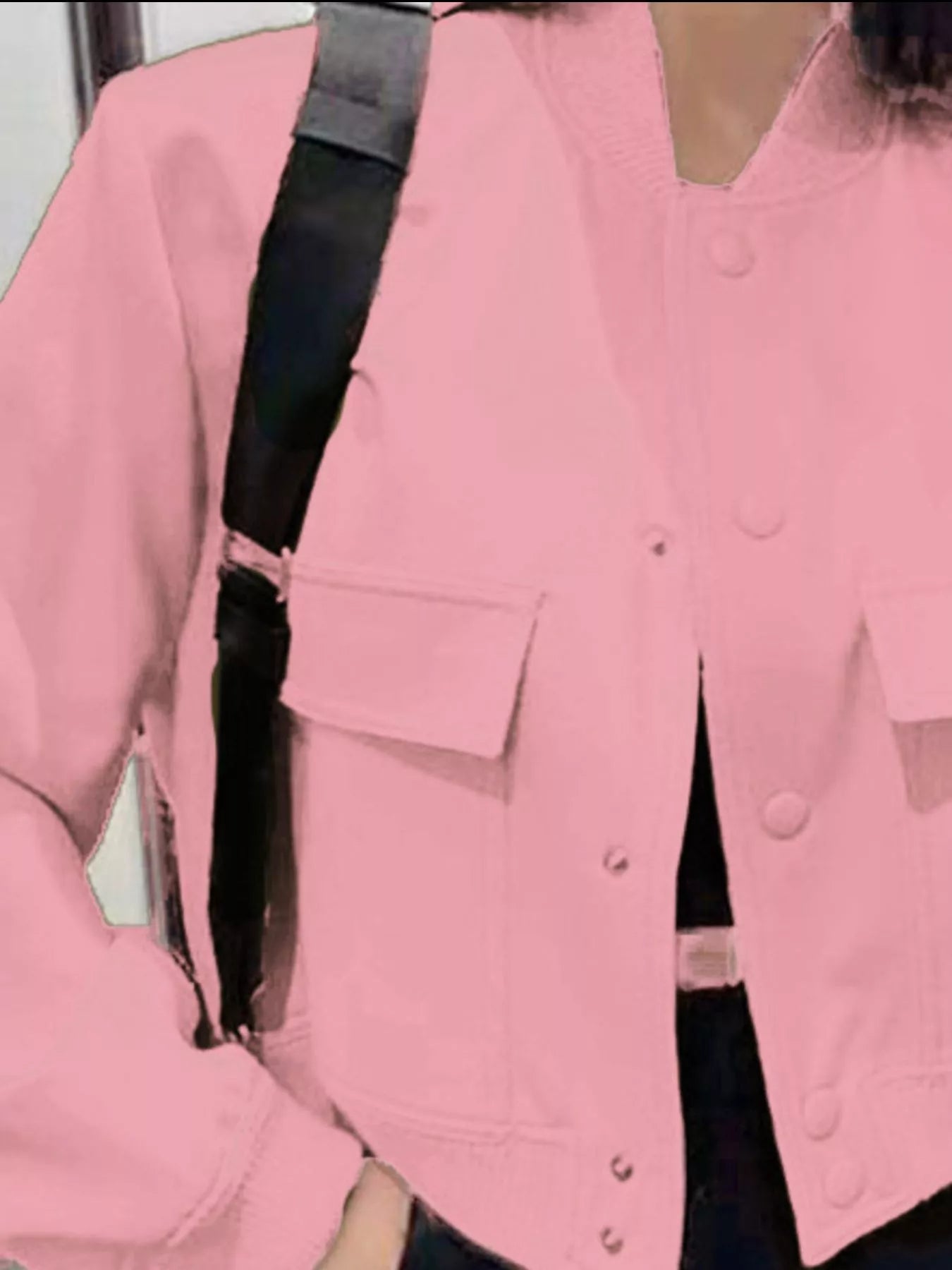 Full Size Snap Down Long Sleeve Jacket Plus Size
