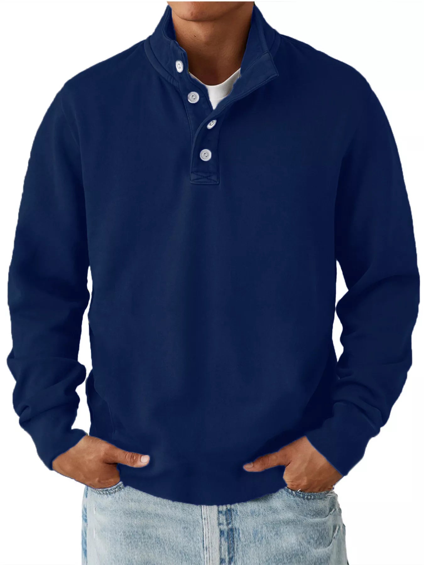 Men's Button Detail Long Sleeve Sweatshirt