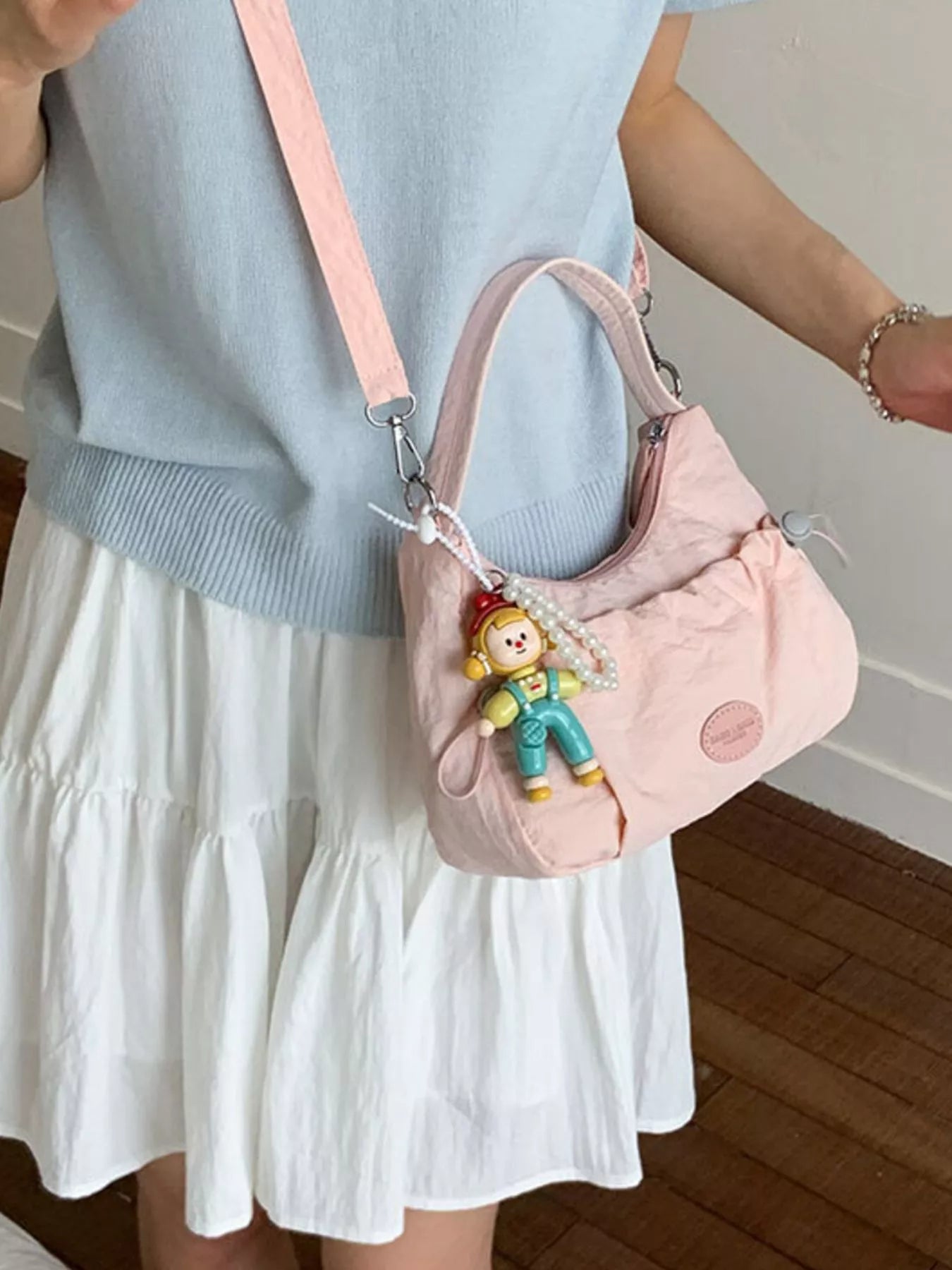 Drawstring Ruched Lightweight Crossbody Bag