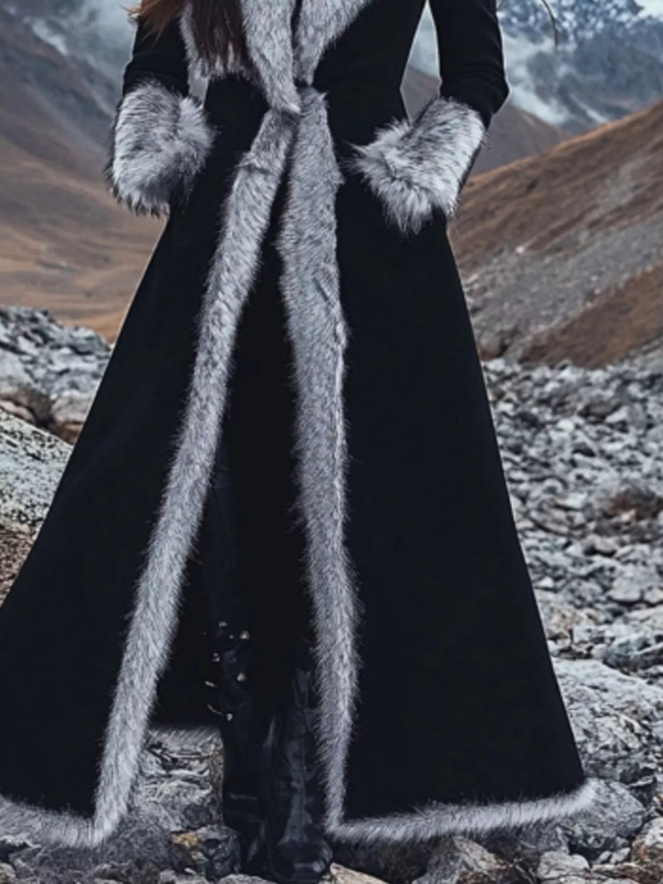 Full Size Faux Fur Trimmed Outerwear Plus Size