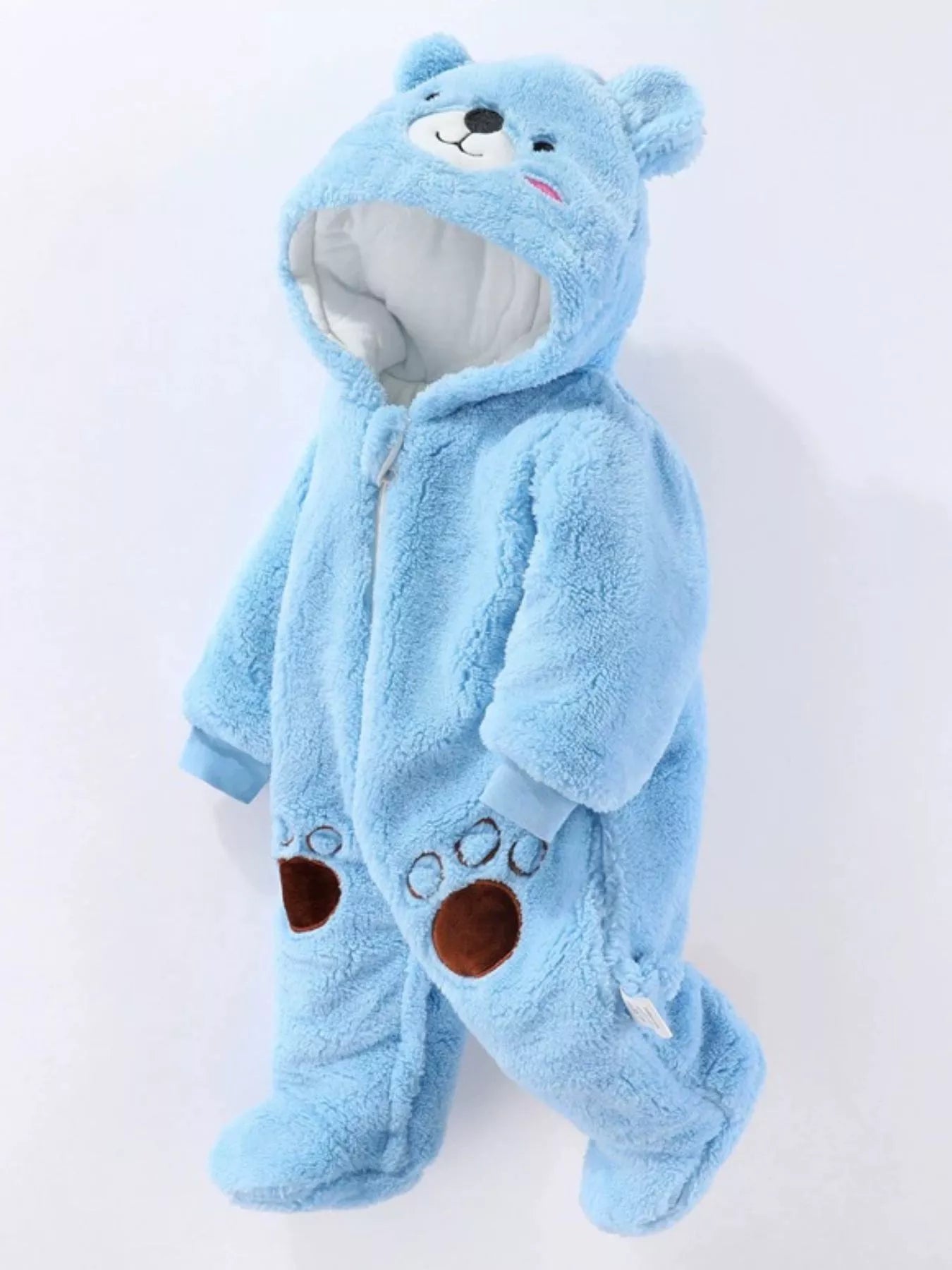 Children's Cozy Bear Hooded Fleece One-Piece