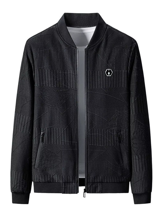 Men's Plus Size Zip Up Textured Jacket