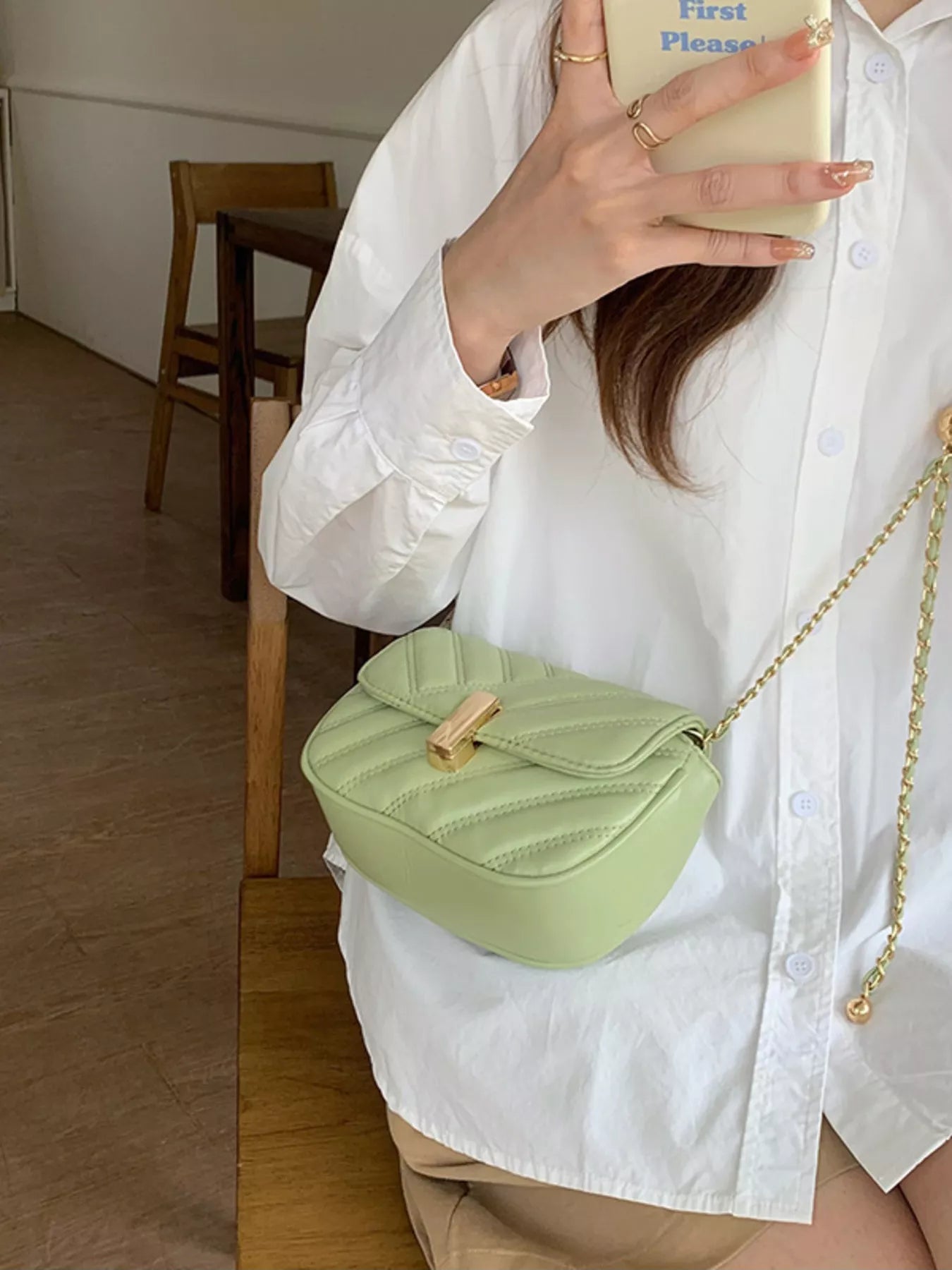 Quilted Flap Chain Crossbody Bag