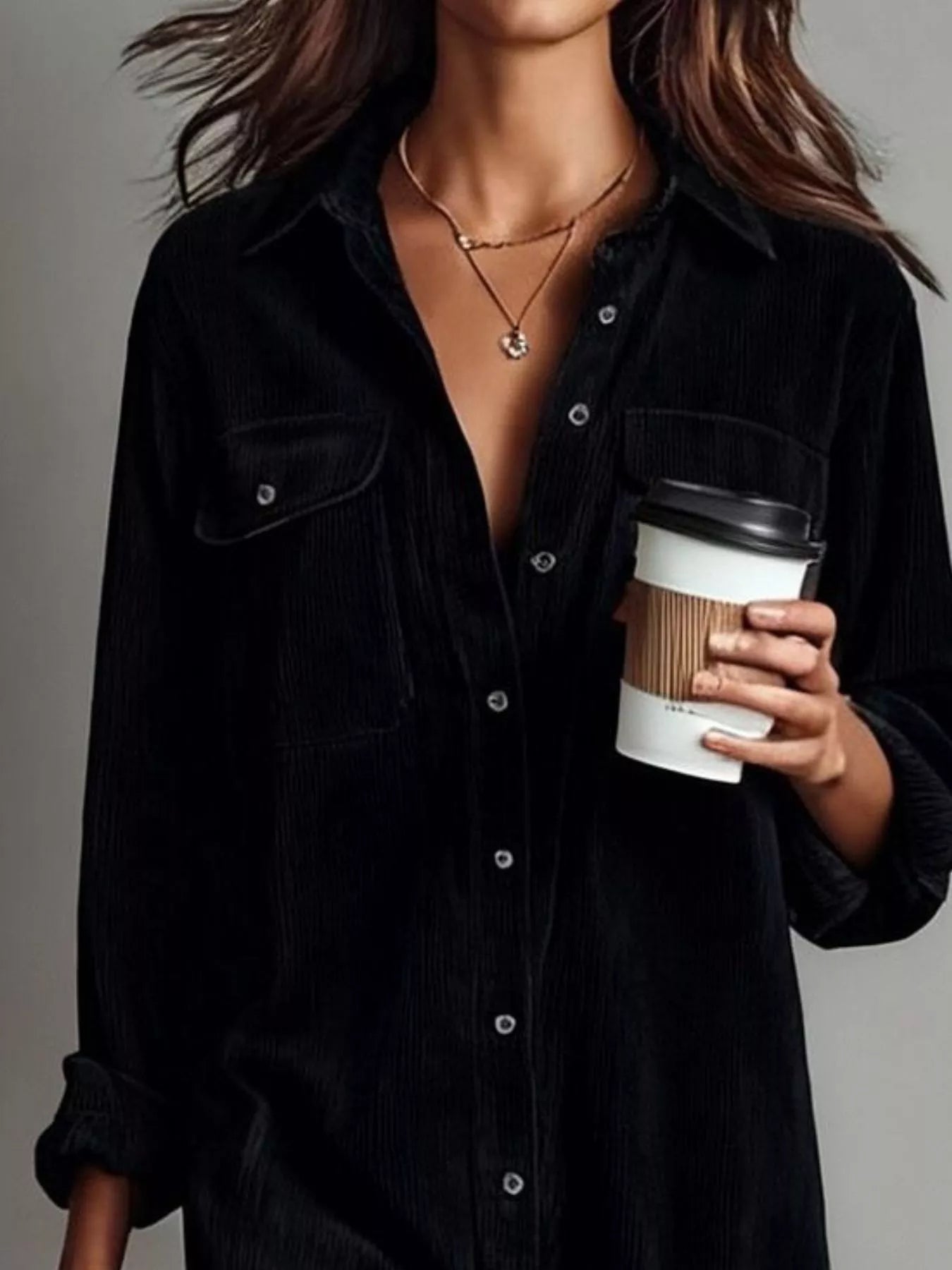 Corduroy Button-Down Midi Dress
