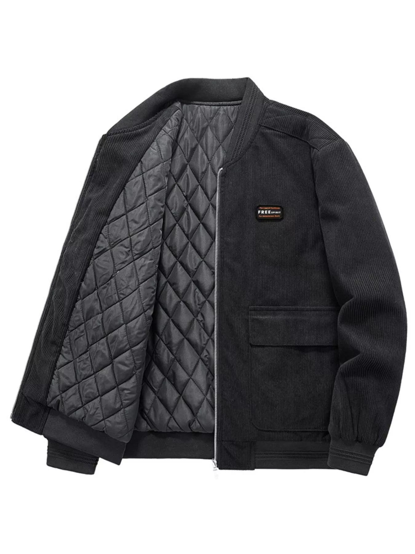 Men's Plus Size Casual Corduroy Quilted Lined Jacket