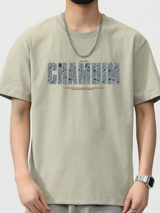 Men's Plus Size Letter Graphic Short Sleeve Casual T-Shirt