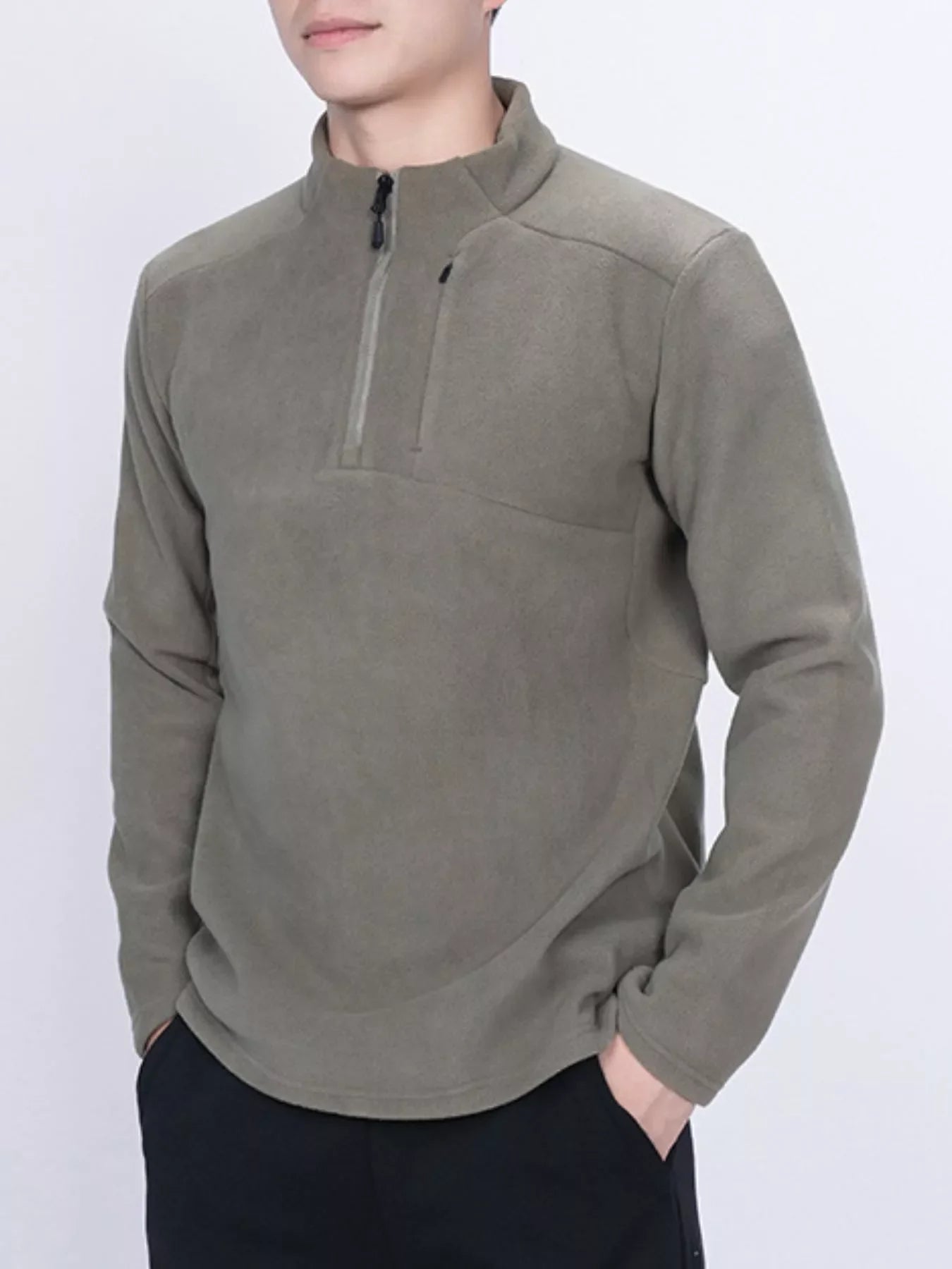 Men's Plus Size Quarter-Zip Fleece Sweatshirt