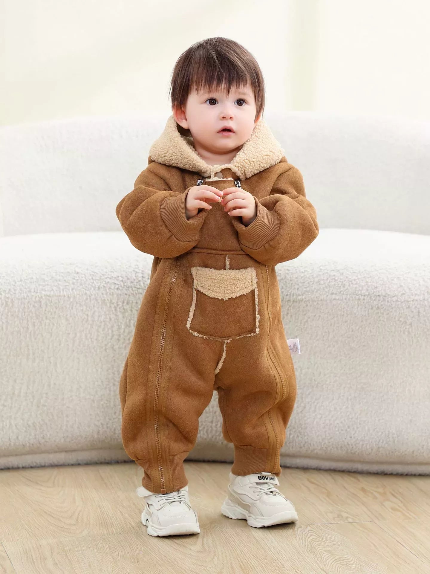 Children's Fleece Hooded One-Piece Jumpsuit