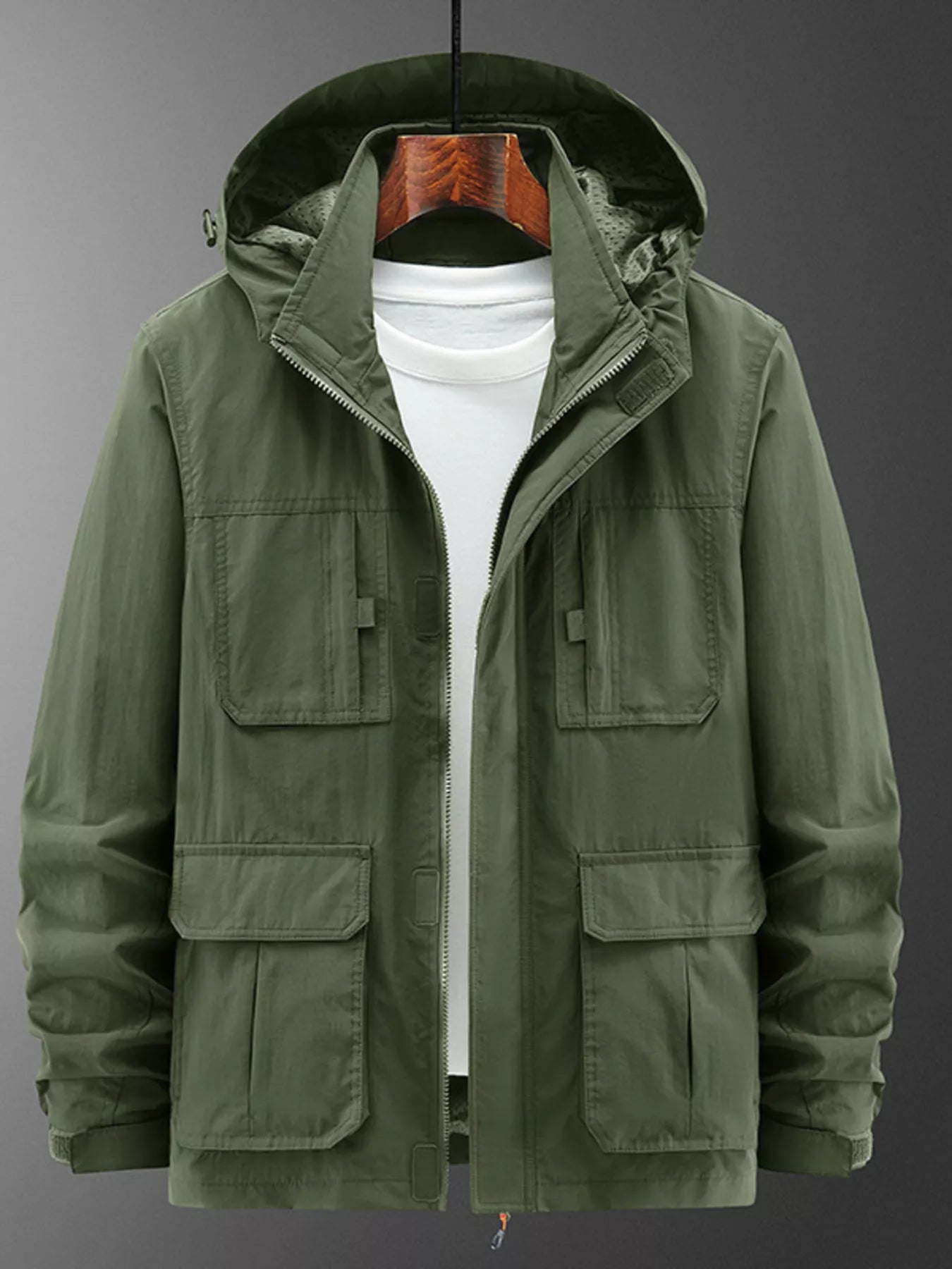 Men's Plus Size Casual Lightweight Hooded Jacket