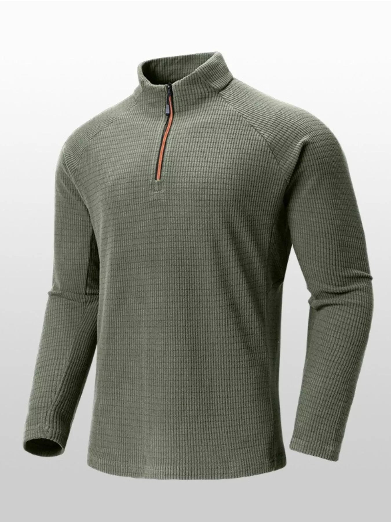 Men's Plus Size Textured Quarter-Zip Long Sleeve Top